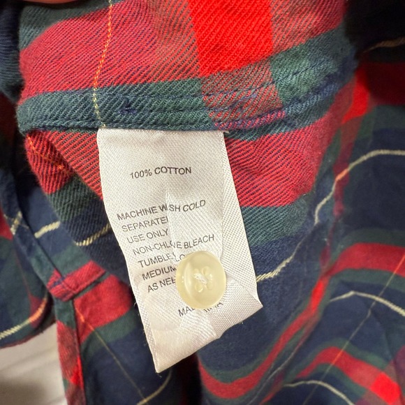 Trovata Birds of Paradis Tartan Plaid Michelle Button Down Shirt Ruffle Lrg Xmas - Picture 11 of 14